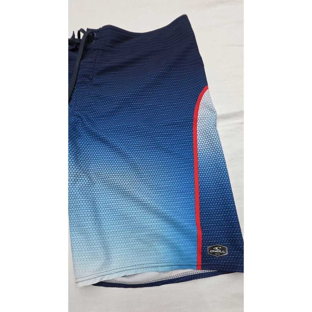O'Neill Hyperfreak Mens Blue Ombre Geometric Board Shorts Swim Trunks Size 38